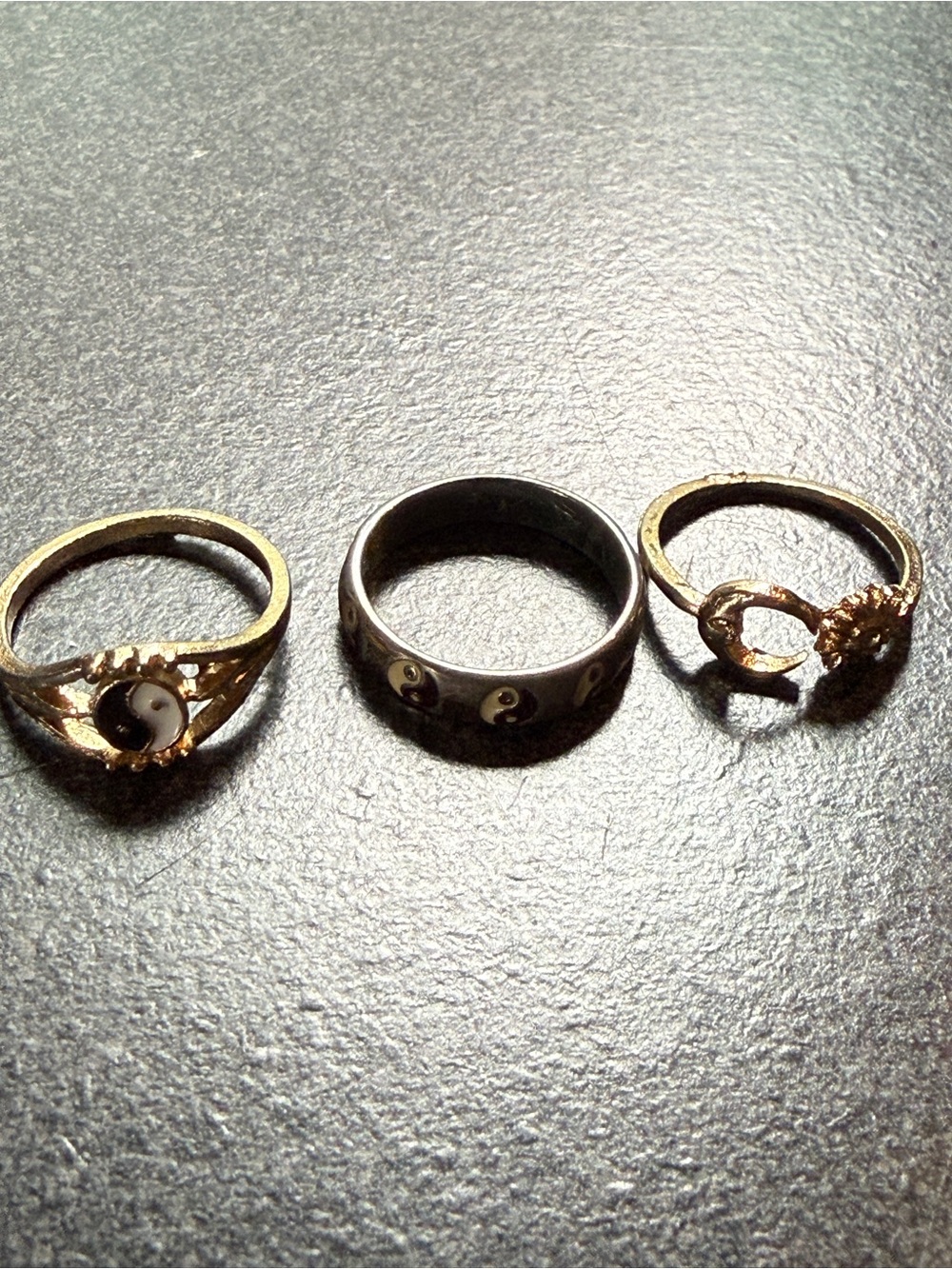Ring Set - Women Jewelry 2 yin yang and one sun and moon